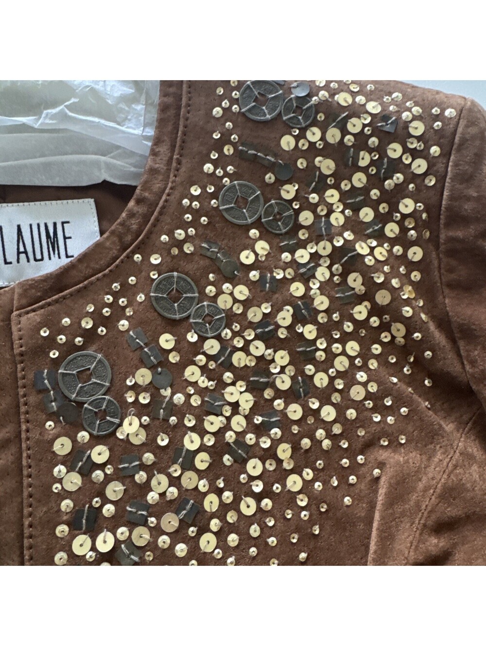 New With Tags - Ladies Leather Suede Bomber Jacket, Large, Guillaume - Picture 4 of 9